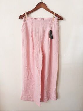 HALARA Soft Pink Elastic-Waist Wide Leg Pants small NWT